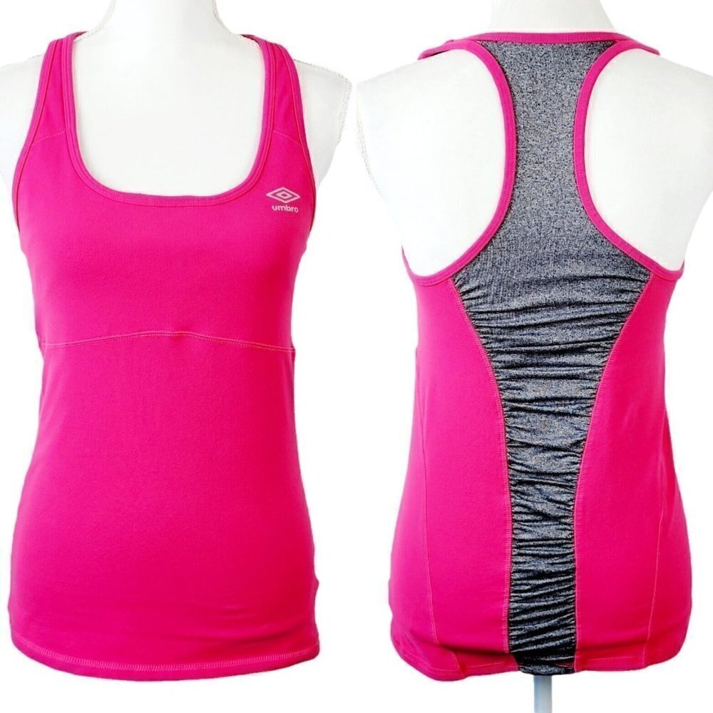 Umbro Racerback Tank Pink Size Medium Built In Bra Thick Fabric Athletic Gym